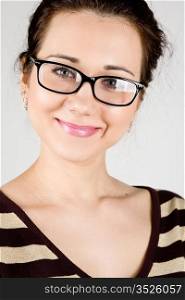 young attractive woman wearing spectacles.