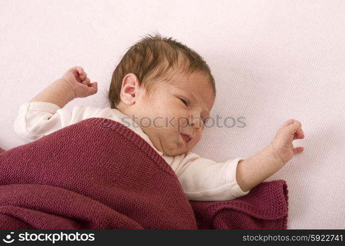 young baby crying, studio picture