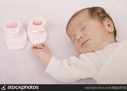 young baby sleeping, studio picture