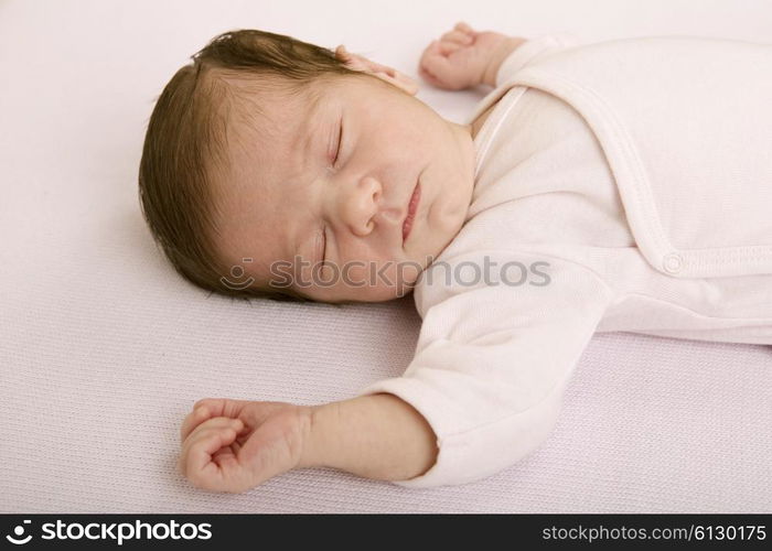 young baby sleeping, studio picture