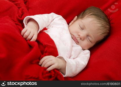 young baby sleeping, studio picture