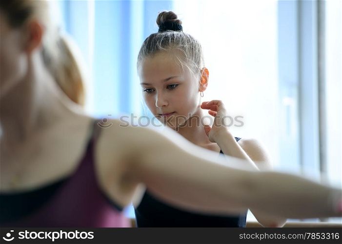 Young baller dancer on rehearsal looking thougthful and puzzled