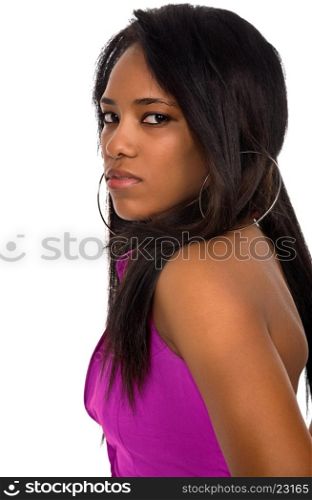 young beautiful afro american woman closeup portrait
