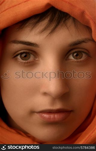 young beautiful casual woman, close up portrait