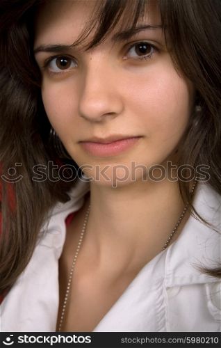 young beautiful casual woman close up portrait
