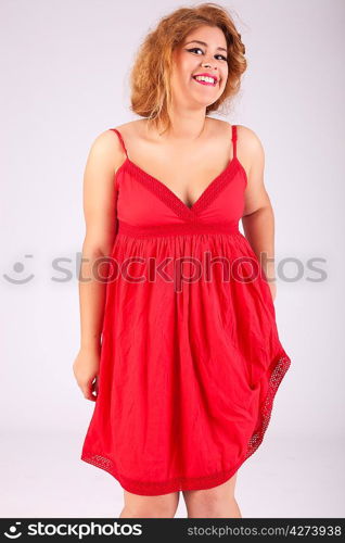 Young beautiful caucasian woman posing, isolated - retro styling