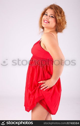 Young beautiful caucasian woman posing, isolated - retro styling