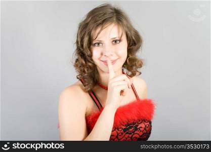young beautiful girl in a red dress