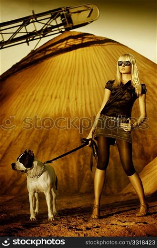 Young beautiful girl with a dog