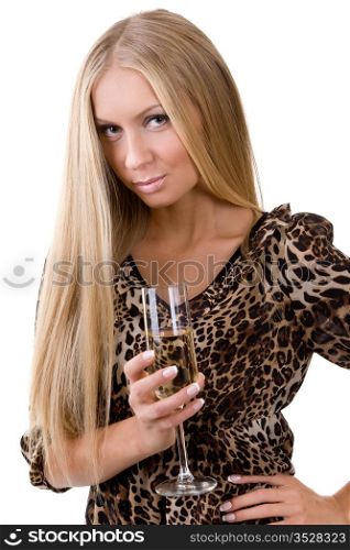 young beautiful girl with a glass in a hand
