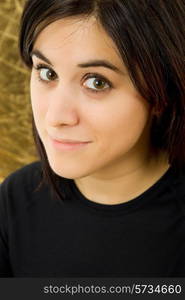 young beautiful happy woman, close up portrait