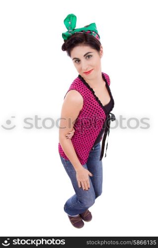 young beautiful pin up girl full body, isolated