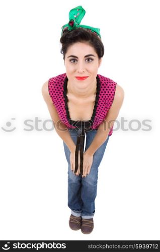 young beautiful pin up girl full body, isolated