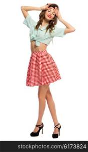 Young beautiful pinup girl isolated