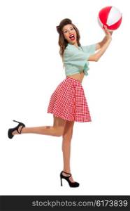 Young beautiful pinup girl isolated