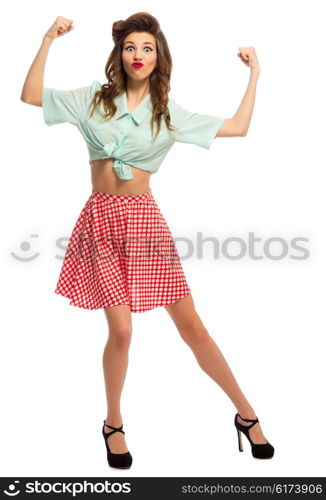 Young beautiful pinup girl isolated