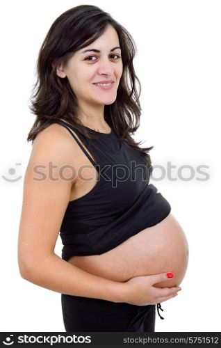 young beautiful pregnant woman, isolated on white