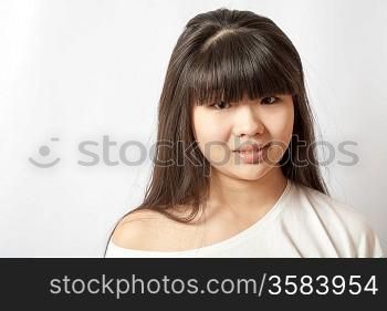 young beautiful smiling girl black hair