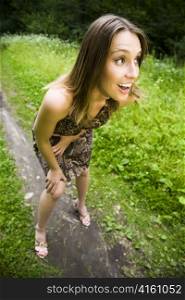 Young Beautiful Surprised Women Outdoors