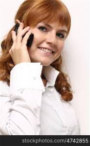 young beautiful woman calling by phone