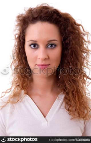 young beautiful woman close up portrait, isolated