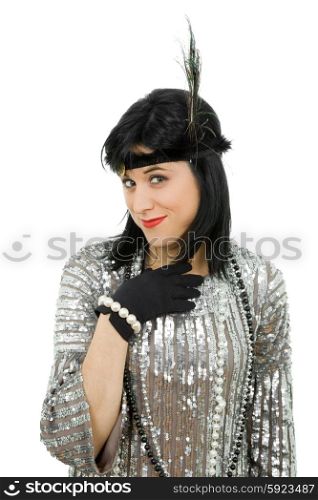 young beautiful woman dressed for a party, studio picture