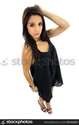 young beautiful woman full body, isolated in white