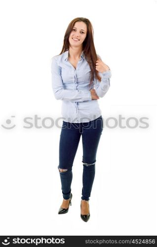young beautiful woman full body, isolated on white