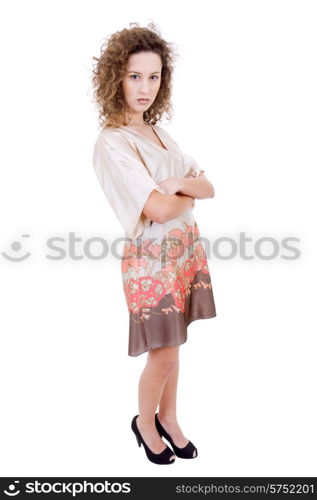 young beautiful woman full body, isolated on white