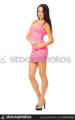 Young beautiful woman in dress isolated