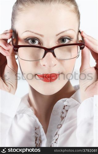 young beautiful woman in glasses