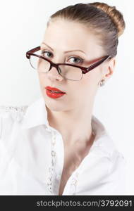 young beautiful woman in glasses