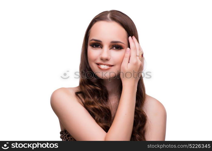 Young beautiful woman isolated on white background