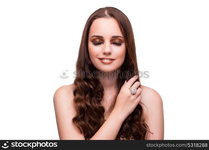 Young beautiful woman isolated on white background