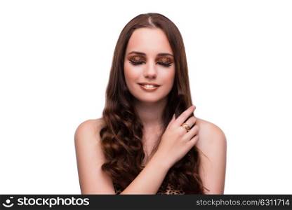 Young beautiful woman isolated on white background