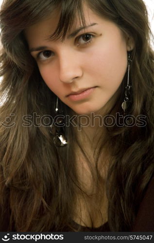 young beautiful woman portrait, isolated on white