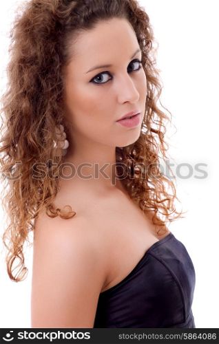 young beautiful woman portrait, isolated on white