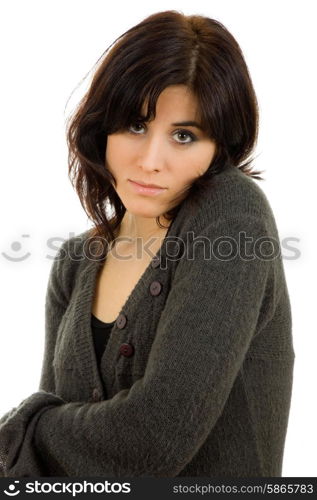 young beautiful woman portrait, isolated on white