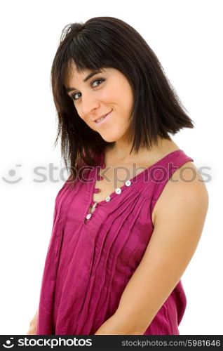 young beautiful woman portrait, isolated on white