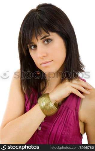 young beautiful woman portrait, isolated on white