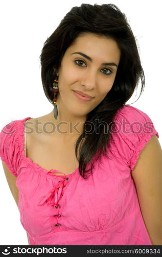 young beautiful woman portrait, isolated on white