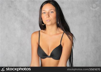 young beauty woman with black sexy lingerie
