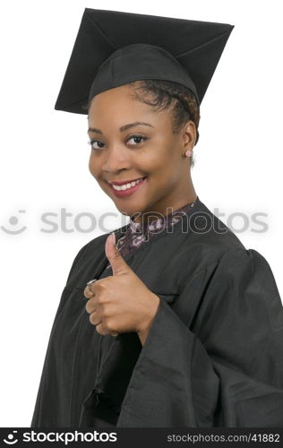 Young black african American woman in her graduation robes