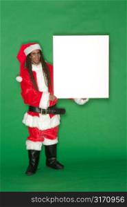 Young Black Santa With Blank Sign
