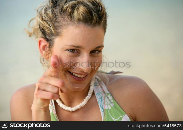 Young blond woman smiling