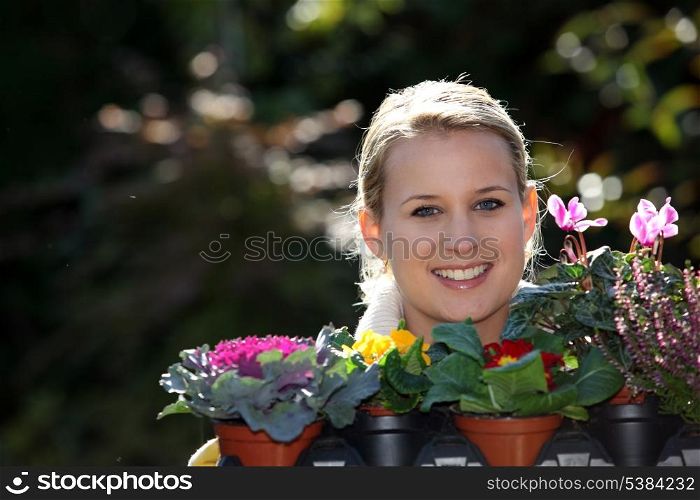 Young blonde gardener