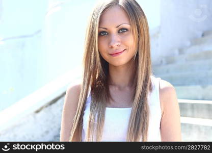 Young blonde woman - outdoors summer portrait