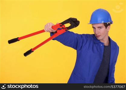 young blue collar posing against yellow background