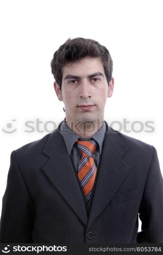 young bored man portrait in white background