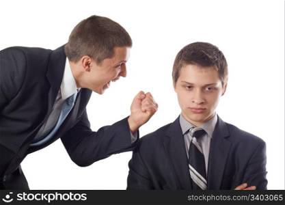 Young boss impose his opinion by fist